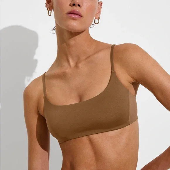 Women’s | Left On Friday Pool Days Bikini Top, Tan Lines Brown | Large - Picture 2 of 9